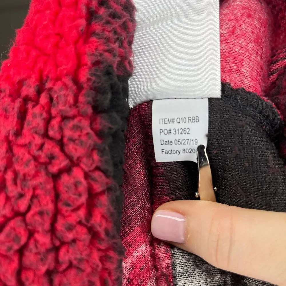Anheuser Busch‎ Beer Plaid Sherpa Fleece Pullover Red Black Sweater, Size 2xl